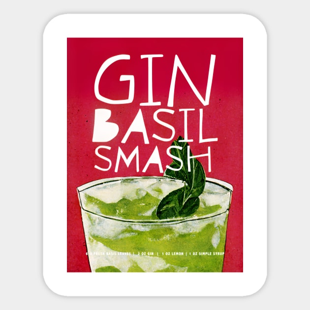 Gin Basil Retro Poster Big Basilikum Bar Prints, Vintage Drinks, Recipe, Wall Art - Gin Basil - Sticker | TeePublic