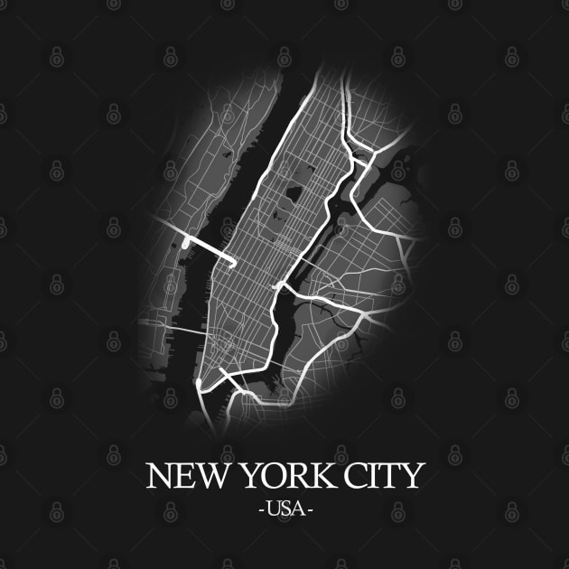 New York City Map - USA Cartography White by SPAZE