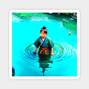 Oriental boy in the magical lake Magnet