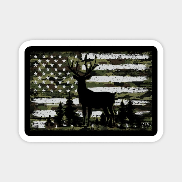 Camouflage American Flag Deer Hunting Magnet by Imou designs