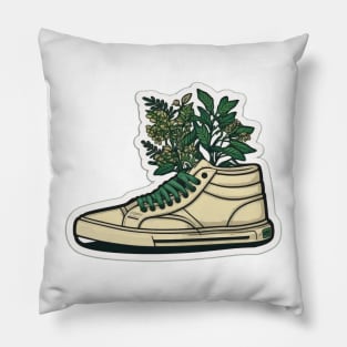 Elevate Your Style and the Planet with the Beige Cartoon Converse-Inspired Pillow