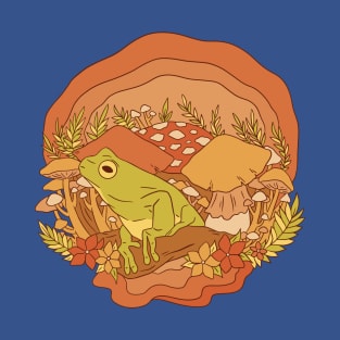 Cottagecore Aesthetic Mushrooms and Frog T-Shirt