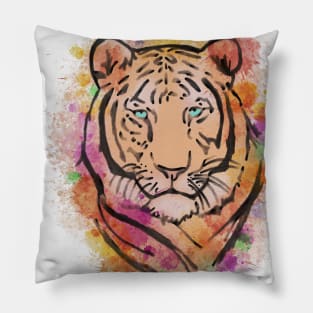 Watercolour Colourful Tiger Pillow