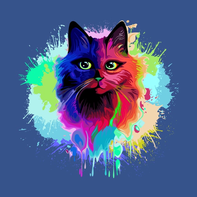 Cat Trippy Psychedelic Pop Art by BluedarkArt