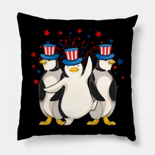 US Flag American 4th Of July Animal Penguin Pillow