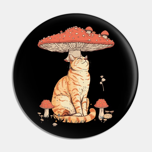 Cat Mushroom Quest Furry Friends' Journey Pin by BilodeauBlue