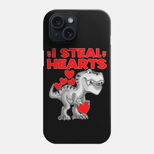 Kids I Steal Hearts Trex Dino Cute Baby Boy Valentines Day Phone Case