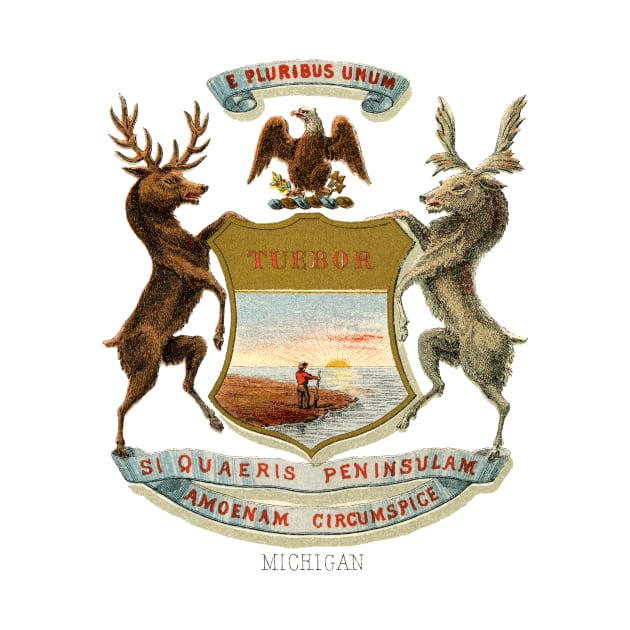 1876 Michigan Coat of Arms by historicimage