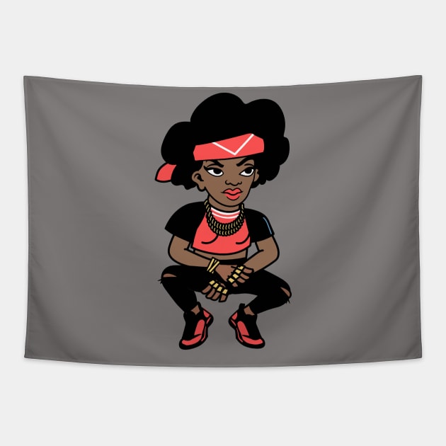 Old School Hip Hop Fly Girl Cartoon Tapestry by SLAG_Creative