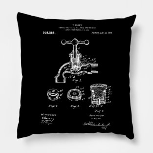 Tap water mixer patent , faucet for bathroom sink blueprint poster / faucet tap Patent Illustration / plumber gift idea Pillow