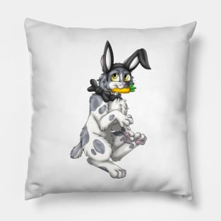 Bobtail BunnyCat: Grey Bicolor (Black) Pillow