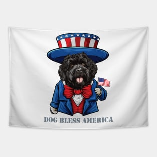 Funny 4th of July Bouvier des Flandres Dog Bless America Tapestry