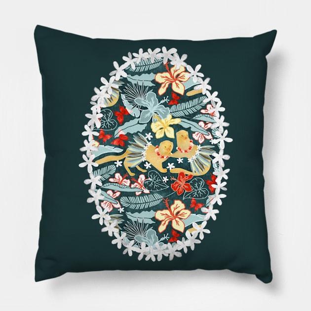 Hula Dancing Mongooses in Hawaii Pillow by PerrinLeFeuvre