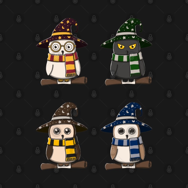 Cute Owls In Witch Costume Pack by Luna Illustration