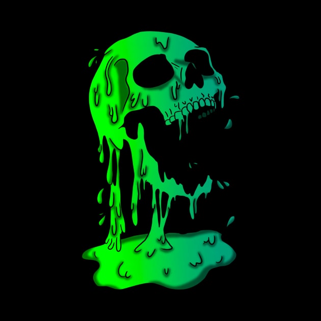 Green Melting Skull by The_Moose_Art