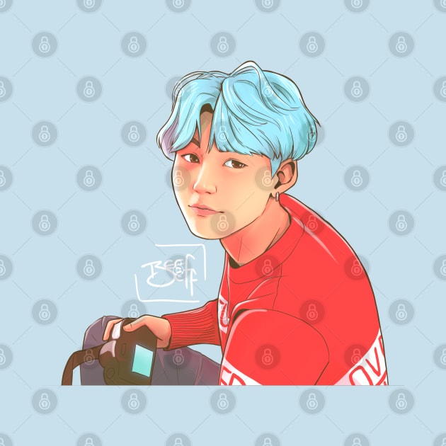 Suga Blue BTS by Beefbeff Art