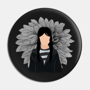 Wednesday addams with black dahlia sticker Pin