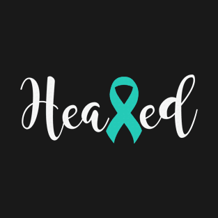 Heal Cancer Never Give Up PCOS Awareness Teal Ribbon Warrior Hope Cure T-Shirt