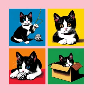 Bicolor Cat Pop Art - Cute Kitties T-Shirt