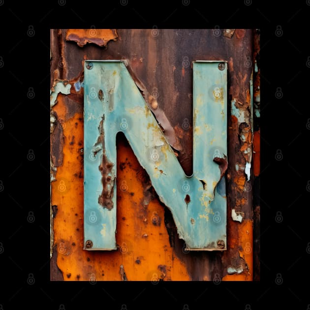 Rusty Letter N Antique Monogram Letter N Initial Alphabet by Mind Your Tee