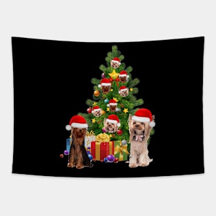 Yorkie dog Christmas Tree T-Shirt Tapestry