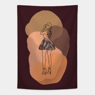 Elegant Woman Line Art Tapestry