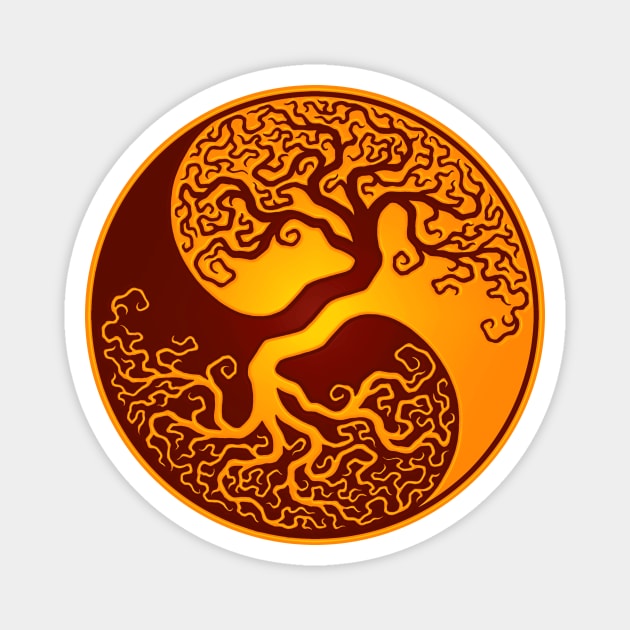 Yellow and Red Tree of Life Yin Yang Magnet by jeffbartels