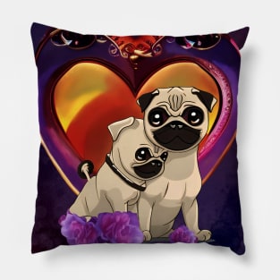 Little pug in love Pillow