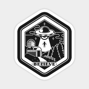 Alien Abduction UFO Believe Farm Logo Magnet