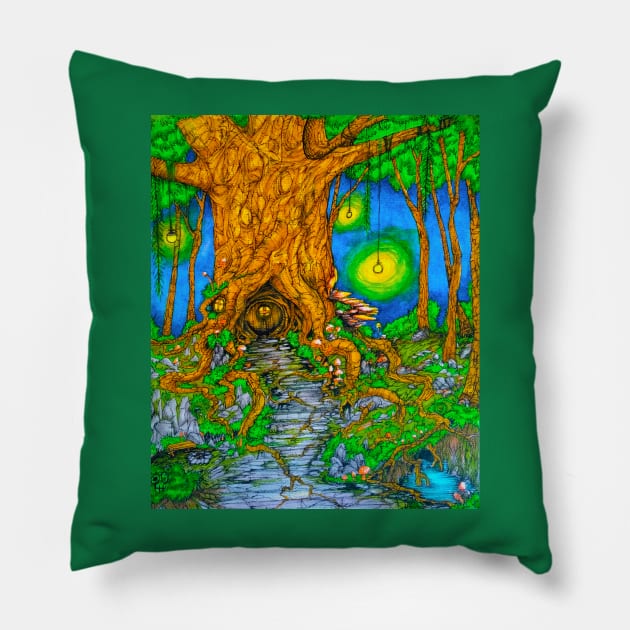 Forest Cottage Pillow by Twisted Shaman