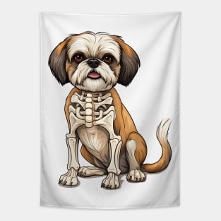 Skeleton Shih Tzu Dog Tapestry