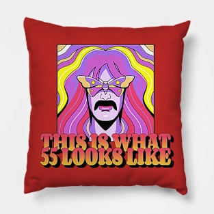 This is what 55 looks like (long-haired hippie psychedelic butterfly mustache) Pillow