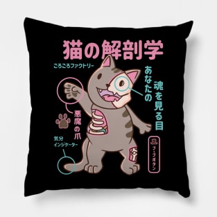 Japanese Neko Cat Anatomy Kawaii Pillow