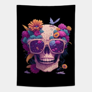 skull wearing sunglasses Tapestry