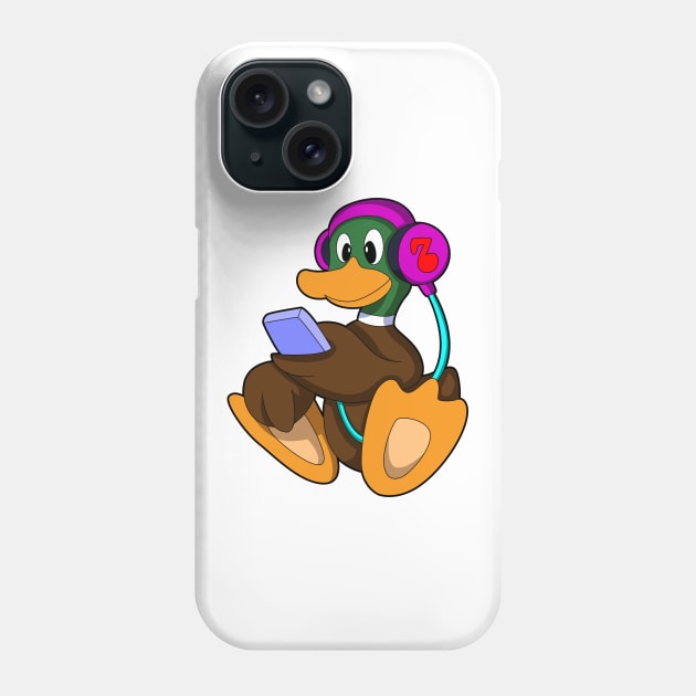 Duck with Phone & Headphone Phone Case by Markus Schnabel