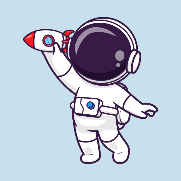 Cute Astronaut Playing Rocket Toy Cartoon by Catalyst Labs