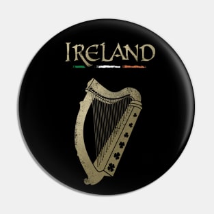 Ireland flag and harp with clovers Pin