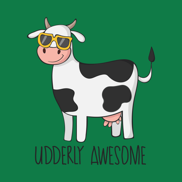 Udderly Awesome- Funny Cow Wearing Sunglasses Gift by Dreamy Panda Designs