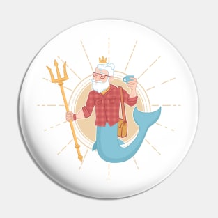 Hipster Poseidon Pin