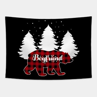 Buffalo Red Plaid Boyfriend Bear Matching Family Christmas Tapestry