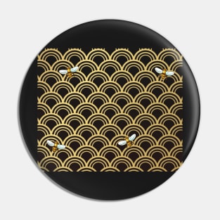 Asian Gold and Black Bees Pin