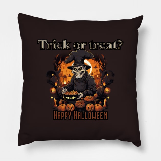 Trick or treat? Halloween time, Chef Pillow by Pattyld