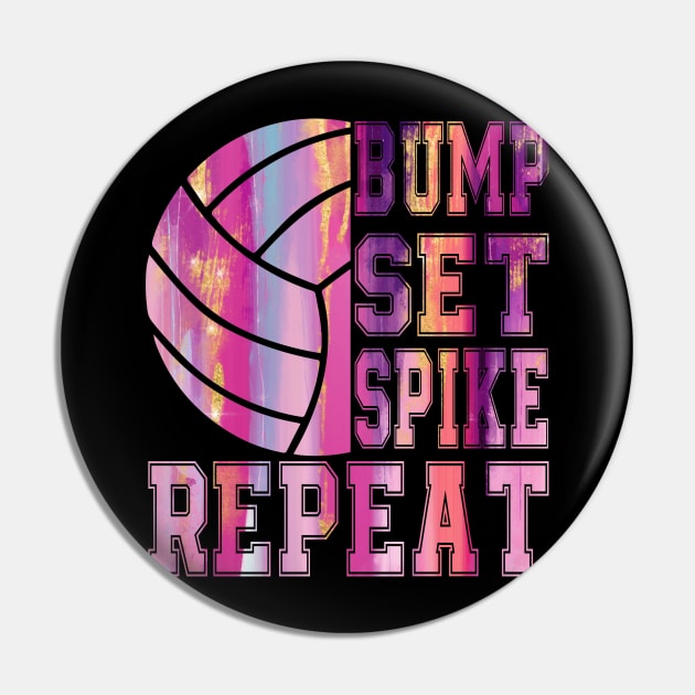 Colorful Teen Girls Volleyball Bump Set Spike Repeat Pin by Nicki-Merch
