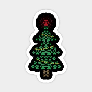 Dog Paw Print Christmas Tree Magnet