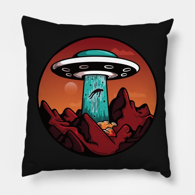 Alien Abduction in the Desert Pillow by markz66