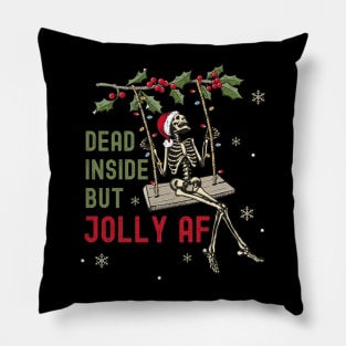 Dead Inside But Jolly AF Skeleton Santa Pillow