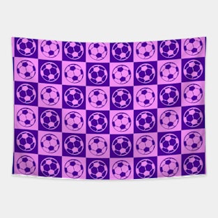 Checkboard Football / Soccer Ball Pattern - Purple Tones Tapestry