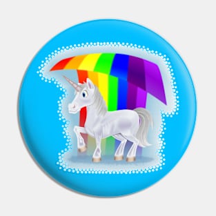 Cute Unicorn Under a Rainbow Pin