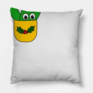 Cute Cactus Design #346: Opuntia Microdasys Cactus In Christmas Holly Pot Pillow