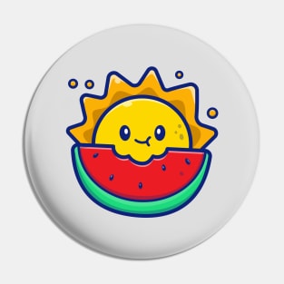 Cute Sun Eating Watermelon Pin